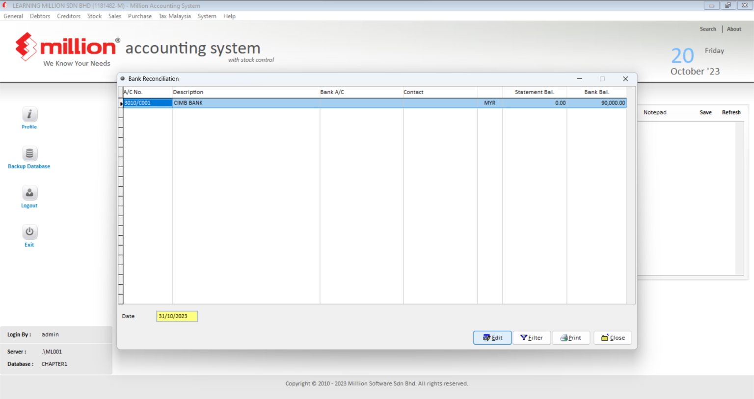 Bank Reconciliation - Million Software