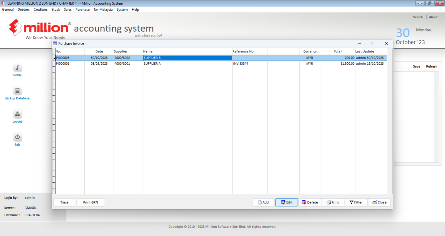 Purchase Invoice - Million Software