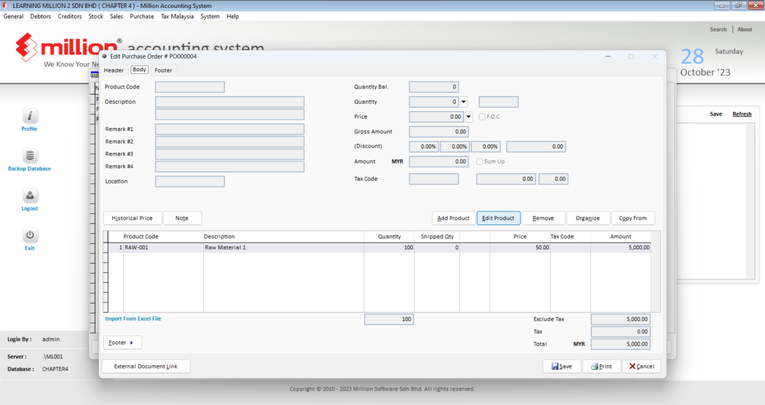 Purchase Order - Million Software