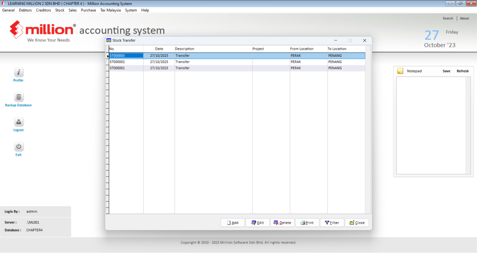 Stock Transfer - Million Software