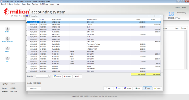 GL Transaction - Million Software