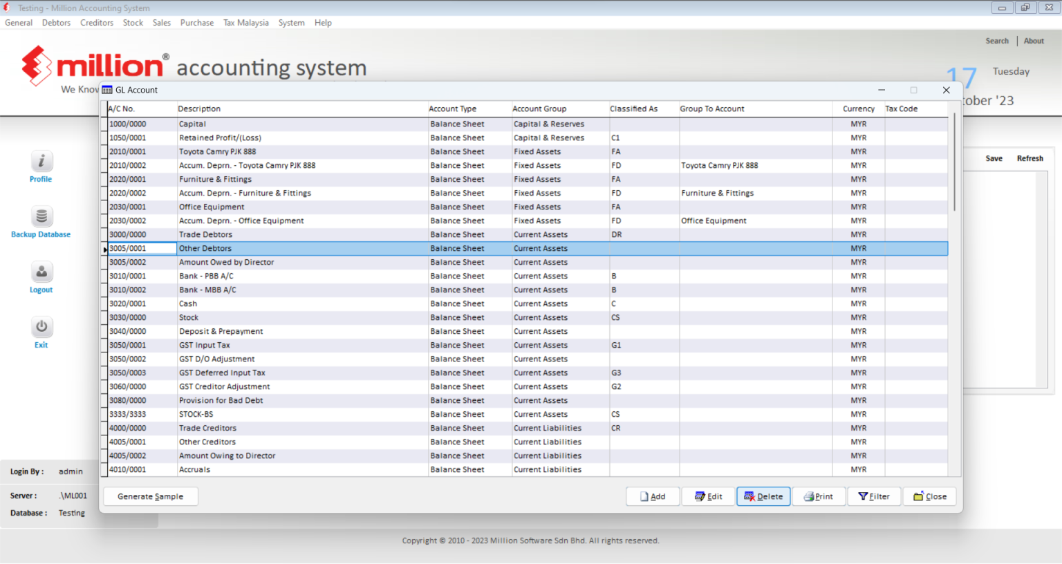 General Account - Million Software