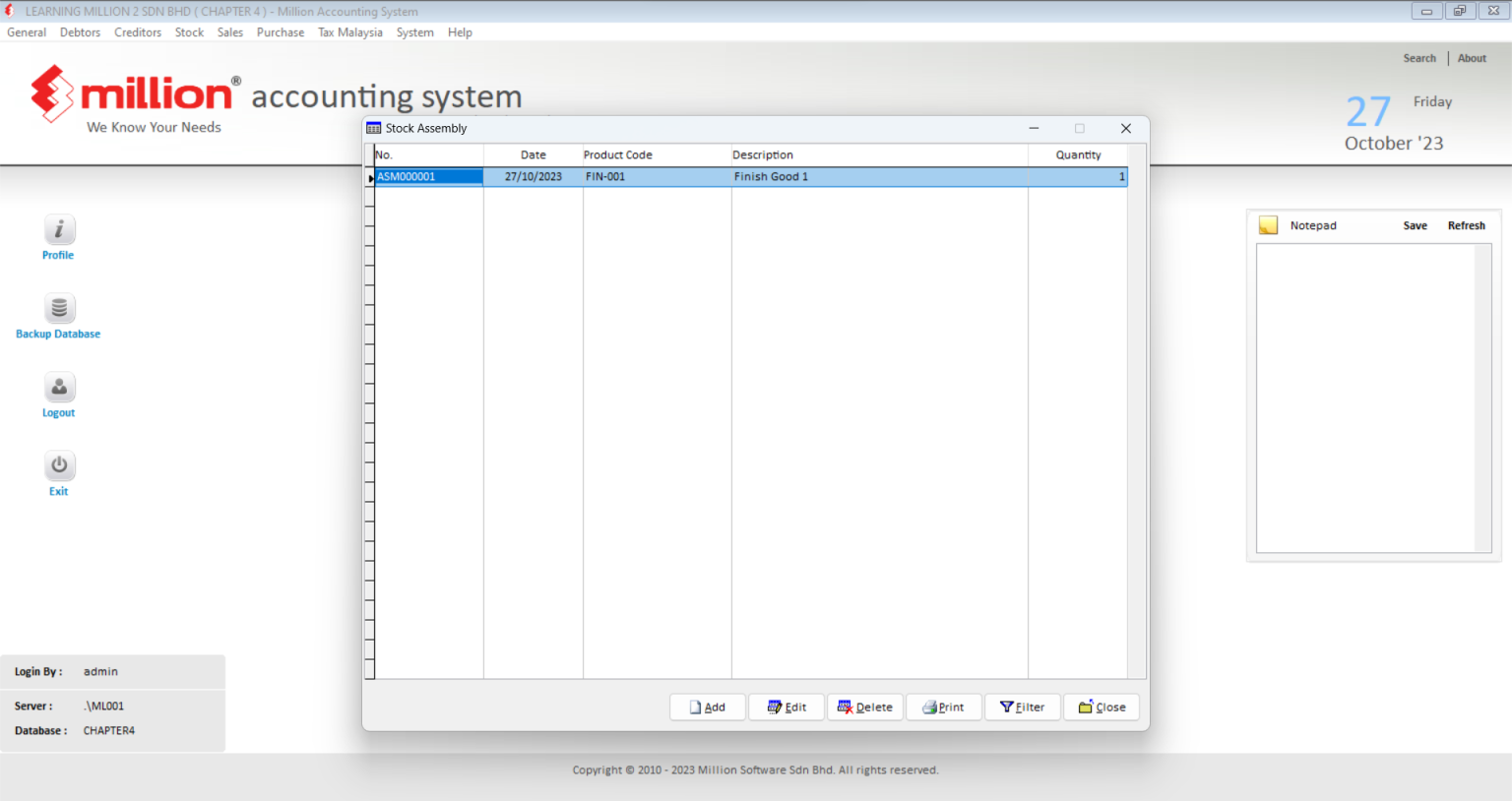 Stock Assembly - Million Software