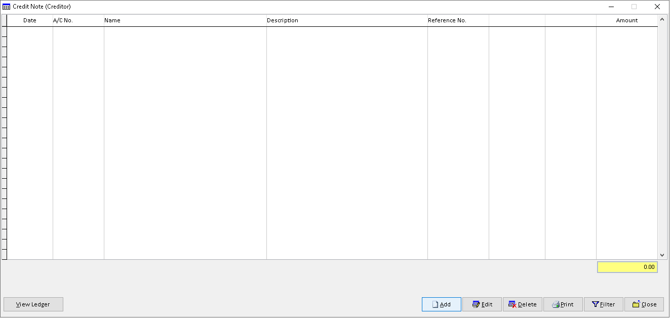 Creditor Credit Note | Million Software