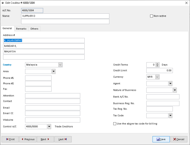 Creditor Maintenance | Million Software