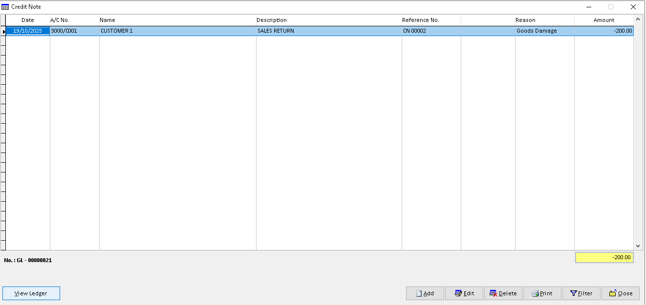 Debtor Credit Note | Million Software