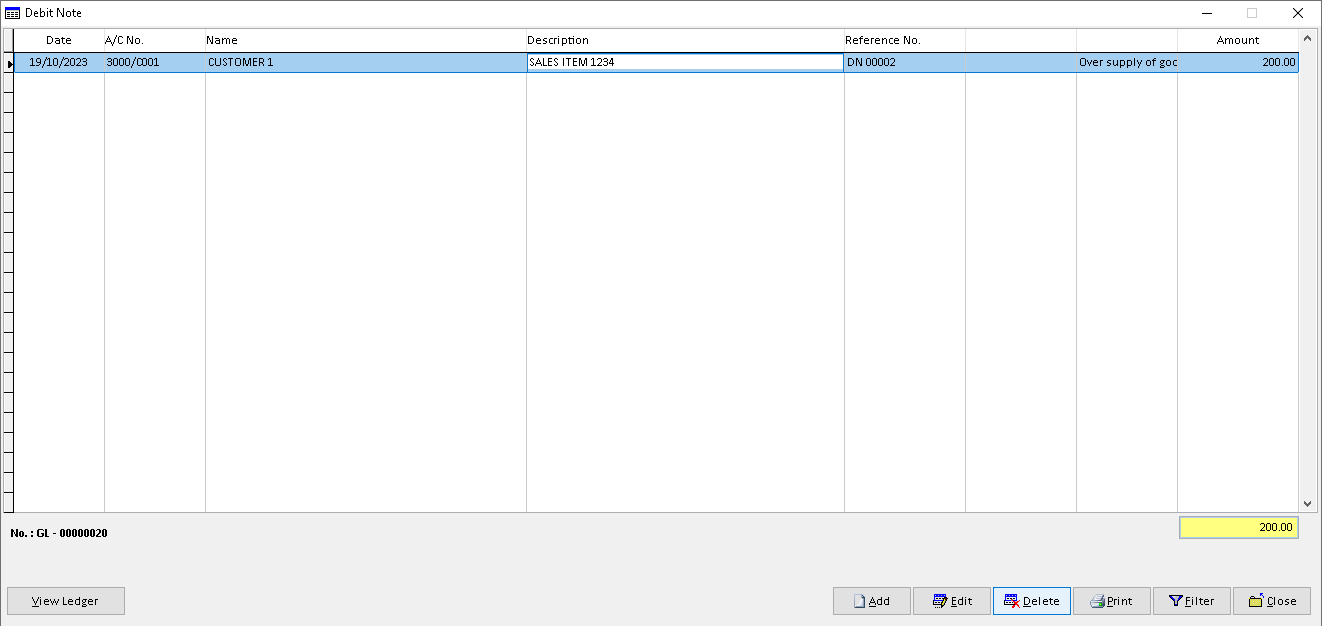 Debtor Debit Note | Million Software