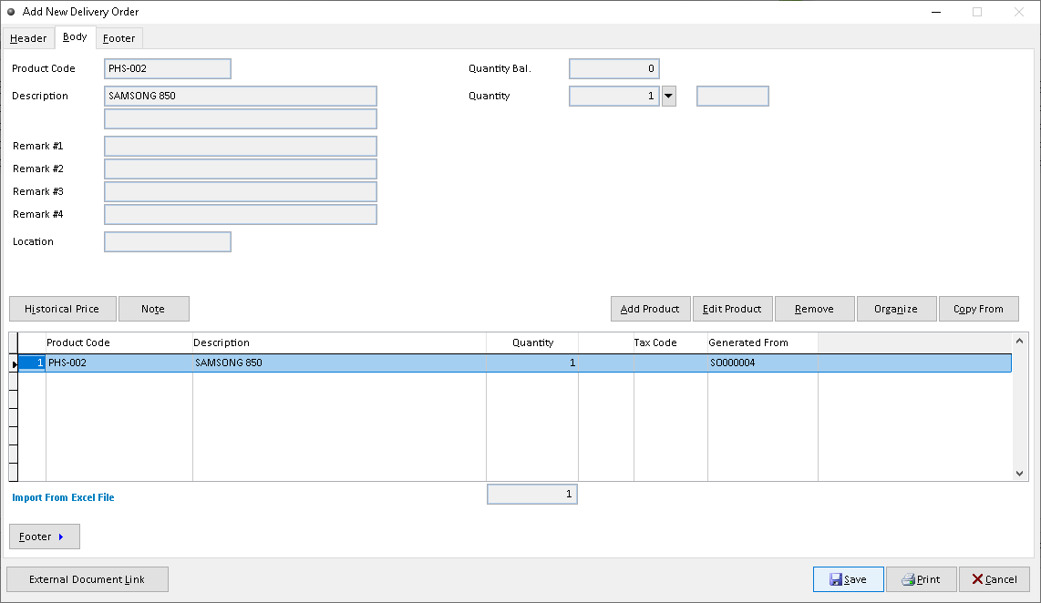 Delivery Order | Million Software