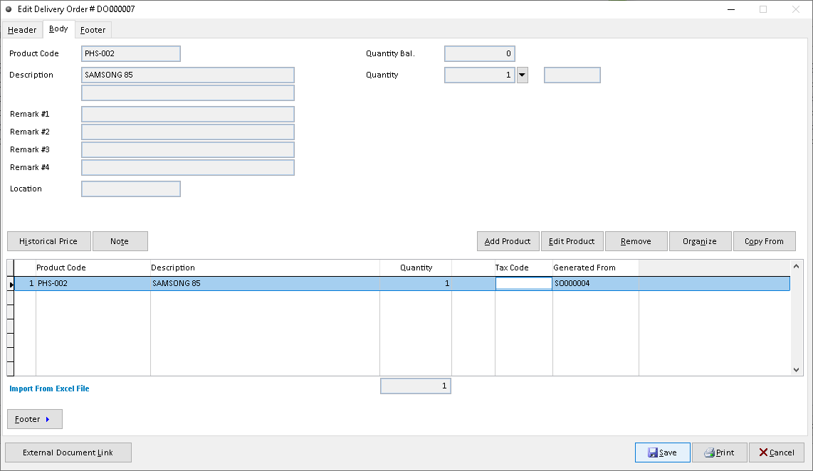 Machine Printing Delivery Order Delivery Order | Million Software