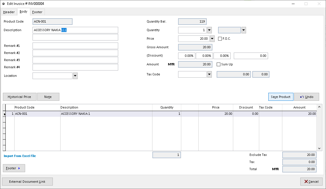 Sales Invoice | Million Software