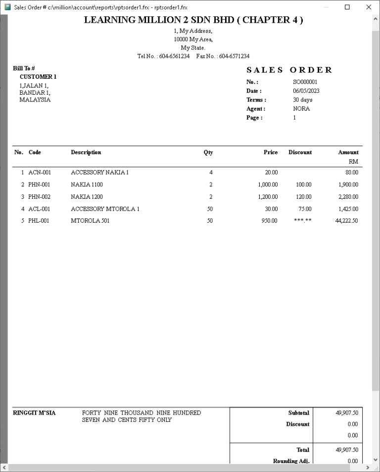 Sales Order | Million Software
