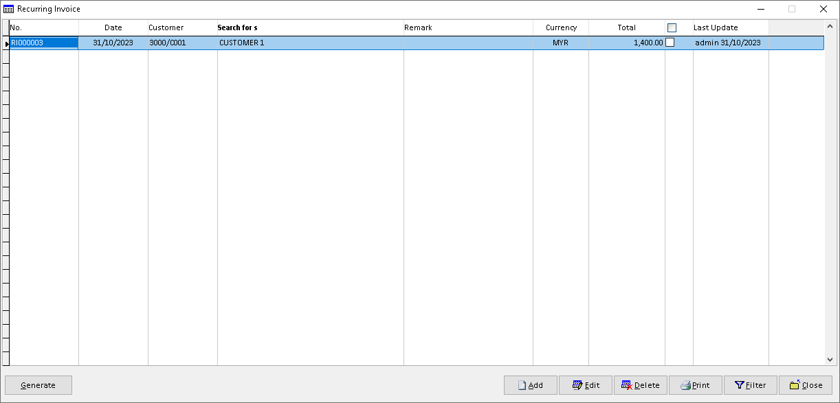 Sales Recurring Order | Million Software